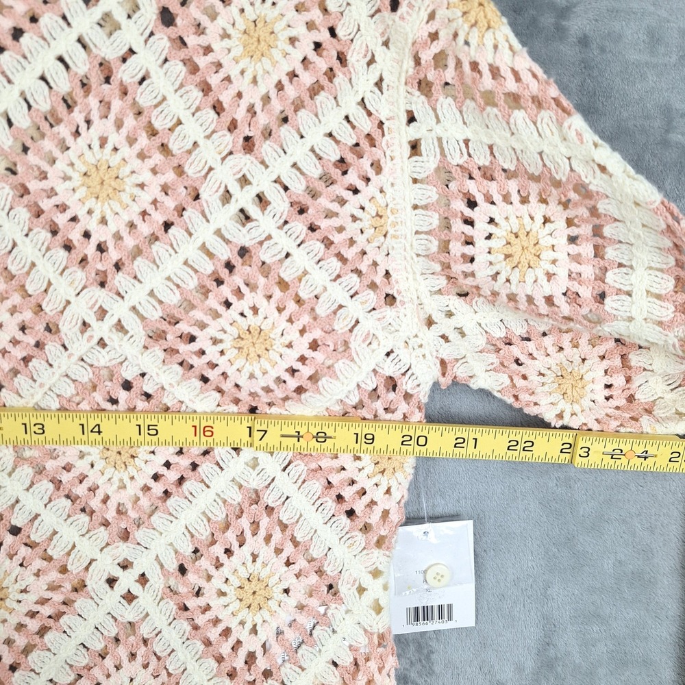 Womens Sweater XL Crochet Granny Square Cottagecore Indie Boho Hippie Festival - Picture 4 of 9